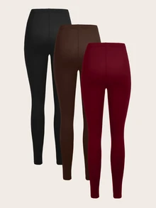 SHEIN EZwear 休閒針織修身女款長款內搭褲 3件套 夏季 - 彩色 - 查看 2