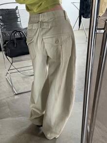 DAZY 破舊水洗褪色休閒街頭風韓式秋冬女款長褲牛仔褲 - 杏色 - 查看 8