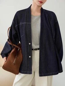 Dazy-Less Women Denim Jackets & Coats - Dark Wash - View 5