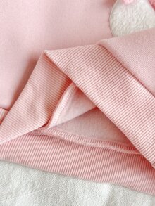 SHEIN Vintaside Kids 可愛鴨子刺繡圓領長袖衛衣與碎花長褲套裝，適合女嬰，完美適用於日常外出、公園散步、家庭旅行、早教中心課程、週末家庭聚會及幼兒園日常穿著 - 粉色 - 查看 11