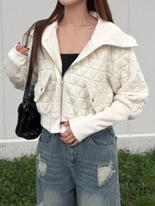FRIFUL Women's Zipper Casual Versatile Daily Wear Long Sleeve Jacket - Apricot - View 1