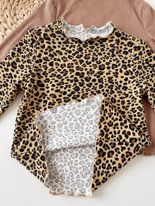SHEIN 3件組女嬰純色與豹紋長袖休閒上衣 - 彩色 - 查看 7
