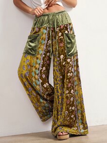 Bohemela 女款抽繩腰休閒百搭日常旅行長褲 - 咖啡棕 - 查看 1