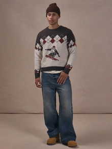 Musero Oversized Drop Shoulder Intarsia KnIt Brushed Sweater Autum Winter Christmas Essentials - Multicolor - View 2