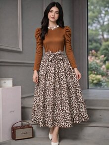 SHEIN 青少年女孩秋季洋裝，返校、舞會、假期穿搭，休閒舒適日常可愛款 - 彩色 - 查看 1