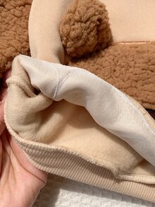 SHEIN 男嬰秋冬保暖內裡加厚棕色泰迪熊可愛毛絨套裝，適合節日、聖誕節、萬聖節禮物 - 棕色 - 查看 8