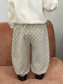 DAZY Baby Girl Fashion Jacquard Pocket Cuffed Pants - Green - View 2
