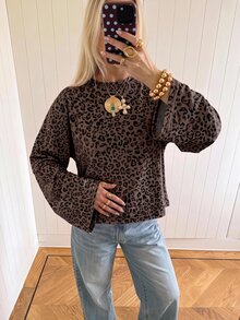 SHEIN EZwear 女款豹紋印花休閒百搭日常穿著T恤 - 彩色 - 查看 5