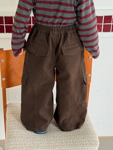 Dazy Kids Infant/Toddler (Boy) Loose Casual Washed Cargo Denim Pants - Brown - View 2