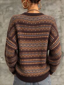 Trelyra Women's All-Over Print Casual Daily Long Sleeve Sweater - Multicolor - View 2
