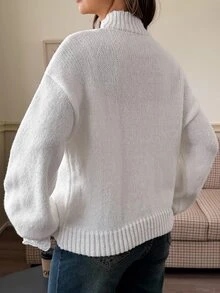 DAZY Áo len dài tay thường ngày phong cách casual phối ren cho bà bầu - trắng - Xem 2