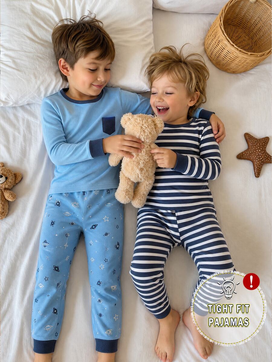 4PCS Young Boys Pajamas - Multicolor - View 1