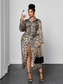 Maweii Plus Size Autumn Long Sleeve Loose Deep Purple Dress Muslim Long Dress High Neck Lantern Sleeve Solid Color Robe - Multicolor - View 1