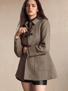 BizChic Áo khoác dáng dài nữ mùa thu/đông họa tiết răng sói với hàng khuy cài mắt cáo - Nhiều màu - Xem 5