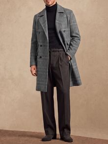 Core Aspect Men's Elegant 70s Casual Button Long Sleeve Lapel Trench Coat Office Formal Grey Blue Fall - Multicolor - View 4