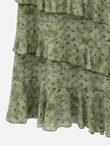 Nöista Halter Long Dress With Ruffles On Skirt. - Green - View 12