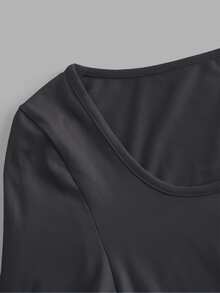 SHEIN EZwear 女款素色方領長袖休閒百搭T恤（3件組） - 彩色 - 查看 3
