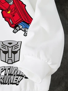Transformers X SHEIN Young Boy Cartoon Print Casual Daily Long Sleeve Sweatshirt - White - View 5