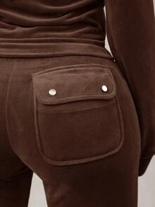 Radiana Plus Size Women Solid Color Hoodie And Pants Casual Everyday 2 Pieces Set - Brown - View 3