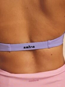 Aralina 女款休閒運動扭結前領掛脖短版健身運動上衣 - 淡紫色 - 查看 3