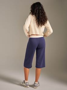 Athîral Women's Drawstring Waist Side Stripe 7/8 Length Sports Pants - Navy Blue - View 2