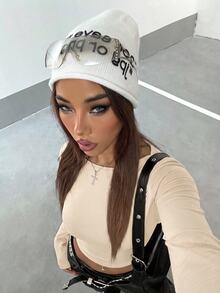 StreetHx 女款休閒舒適柔軟長袖T恤，秋季百搭 - 奶油色 - 查看 5