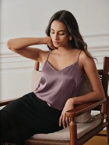 Anewsta Essential Women's Camisole Tank Top With Padded Cups, Summer Base Layer Top - Dusty Purple - View 6