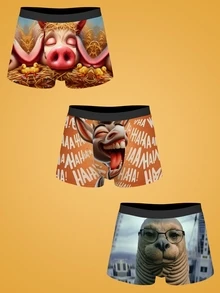 Notgurli Men's Fashion Printed Boxer Briefs (3-Pack) - Multicolor - View 1