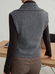 Dazy-Less Women Sweater Vests Office Grey Classic - Grey - View 2
