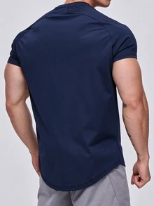 Gym Rark 男士圓領短袖極簡運動T恤，健身房適用 - 藏蓝色 - 查看 2