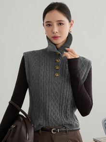 Dazy-Less Women Sweater Vests Office Grey Classic - Grey - View 1