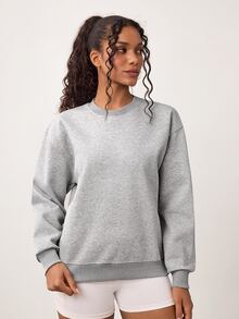 Eassivo Grey Seamed Crew Neck Sports Sweatshirt - Grey - View 6