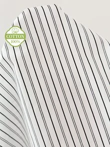 Snug Reverie Minimalist Striped Lapel 100% Cotton Long Sleeve Pajama Set For Women, Comfortable Loungewear For Autumn - White - View 8