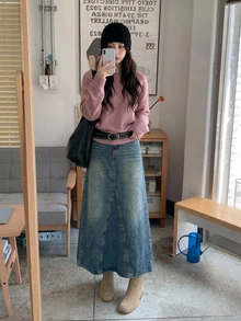 DAZY Women's Casual Versatile Daily Denim Skirt - Blue - View 2
