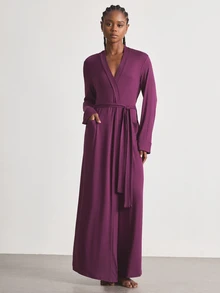Ocili Leisure Comfortable Smooth Rayon Long Robe Sleepwear Extra Long Women's Loungewear ChicAutumn AutumnSlumber - Purple - View 5