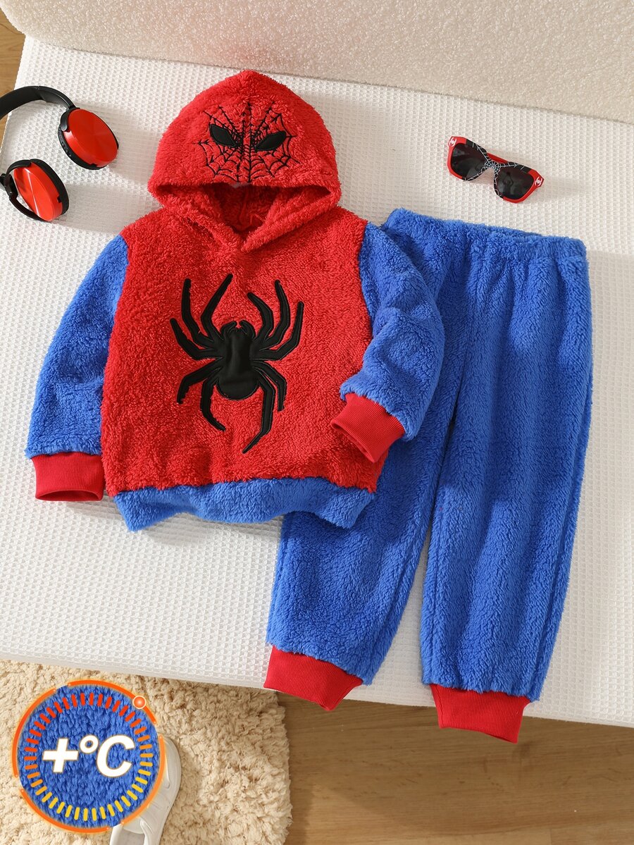 SHEIN 2pcs/Set Young Boys Loose Kids Casual Cartoon Spider Graphic Pullover Autumn Winter Pullover Sweatshirt Sweatshirt,Comfortabl - Multicolor - View 1