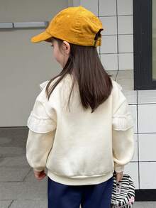 DAZY Infant/Toddler (Girl) Round Neck Ruffle Trim Long Sleeve Autumn/Winter Sweatshirt - Apricot - View 2