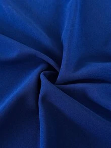Viva Relle Plus Size Elegant Pocket Jacket And Loose Trousers Suit Set - Blue - View 7