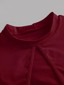 SHEIN ICON Y2K 性感鏤空愛心挖空短版上衣，適合戶外穿著 - 酒紅色 - 查看 4
