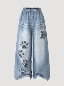 SHEIN ChillGRL 兒童 80 年代賽車運動學院風青少年女孩街頭風牛仔效果長褲、連帽衫、秋季套裝、細肩帶上衣，校園運動風，紫色、黑色、灰色 - 黑色 - 查看 6