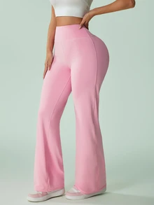 Sovereign Charm Sovereign Charm Women's Pink Straight Leg High Waist Tummy Control Leggings With Pockets, Tight Fit, Suitable For Autumn/Winter, Yoga, Running, Gym, Commuting - Pink - View 4