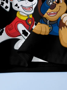 SHEIN | PAW Patrol 小男孩卡通印花圓領短袖T恤與短褲休閒套裝 - 白色 - 查看 5