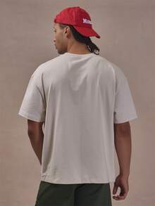 Musero Front Cracked Graphic Tshirt Short Sleeve Crew Neck Autum Winter Essentials - Apricot - View 4