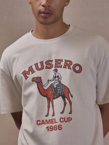 Musero Front Cracked Graphic Tshirt Short Sleeve Crew Neck Autum Winter Essentials - Apricot - View 5