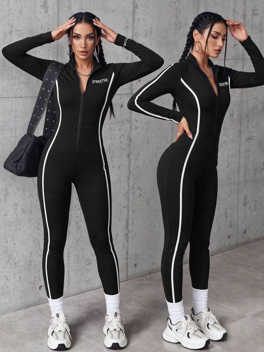 StreetHx Women's Colorblock Casual Daily Denim Jumpsuit - Black - View 1