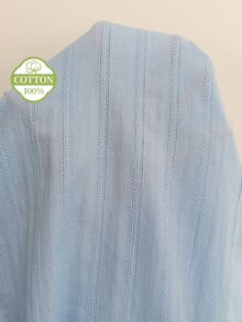 Snug Reverie Korean Style Spring/Autumn Long Sleeve Sweet Lace 100% Pure Cotton Jacquard Nightgown Loungewear - Baby Blue - View 6