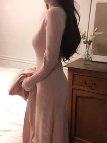 DAZY Women's Bowknot Korean Style Long Sleeve Autumn/Winter Sweater 2 Pieces Set - Baby Pink - View 6