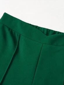 SHEIN LUNE 大尺碼女款純色休閒優雅百搭日常寬腿褲 秋季 - 薄荷綠 - 查看 6