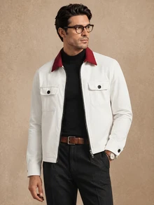 Core Aspect Men's Colorblock Lapel Long Sleeve Zip-Up Casual Jacket - Multicolor - View 4