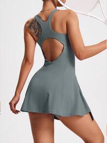 CourtClass CourtClass Women's Solid Color Casual Minimalist Daily Travel Sports Dress - Foam Green - View 2